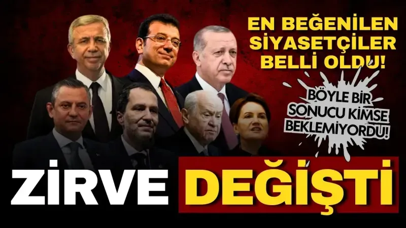 Siyasetçi beğeni anketinde zirve değişti: Cumhurbaşkanı Erdoğan ikinci sırada, ama "hiçbiri" seçeneği de önde